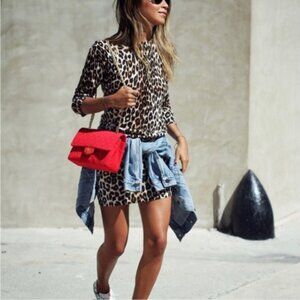 Equipment Leopard Print Sweater Dress